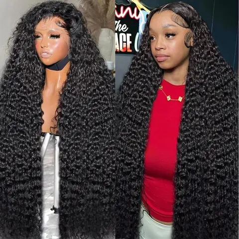 30 32 36 Inch Deep Wave 13x4 13x6 HD Transparent Lace Front Human Hair Wigs For Women Brazilian Water Wave 4X4 Lace Closure Wigs Curly Human Hair Wigs