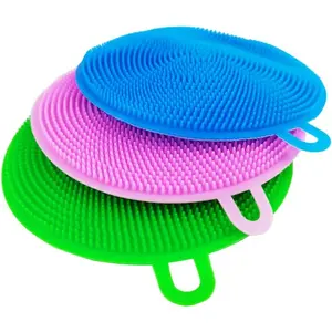 PrimPick Silicone Dish Scrubber, Silicone sponges for Dishes, Silicone Dish Sponge, Silicone Kitchen Sponge, Kitchen Sponge Double Sided Cleaning Sponges Gadgets Tools Brush Accessories (3 Pack)