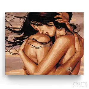 Lover's Grasp Paint-By-Numbers Kit - Create an Artistic Poster of Two People in Love