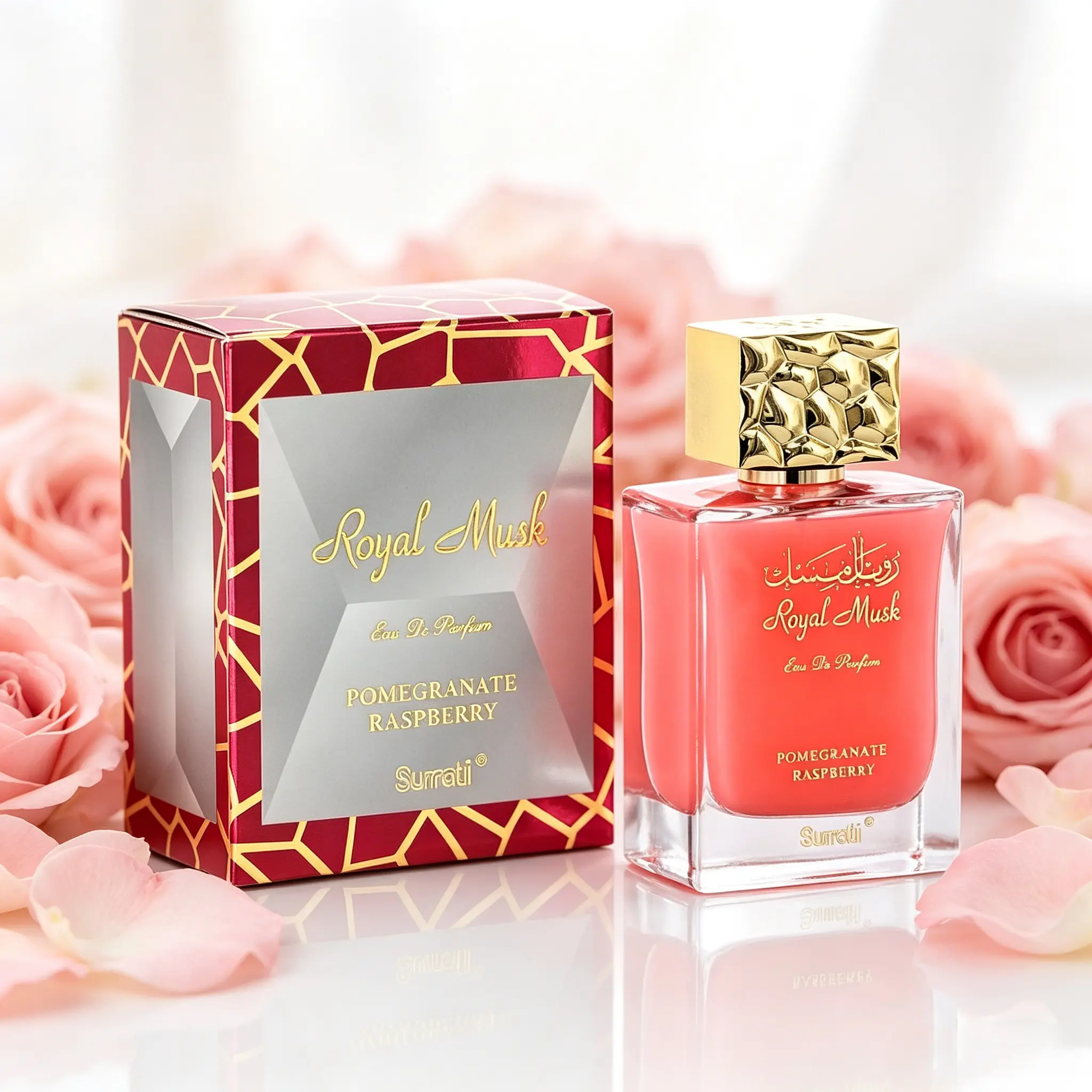 Surrati Royal Musk Pomegranate Raspberry Eau de Parfum for Women 100ml – Long-Lasting Arabian Fragrance with Pineapple & Fruity Floral Notes