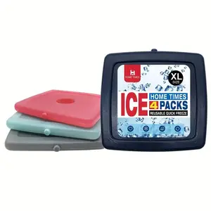 Reusable Ice Packs, 4 Counts Quick Freeze Space Saving Reusable Ice Packs for Lunch Boxes or Coolers, Multi-purpose Ice Boxes for Camping Gear, Fishing