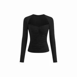 Cider Square Neck Long Sleeve Ruched Top
