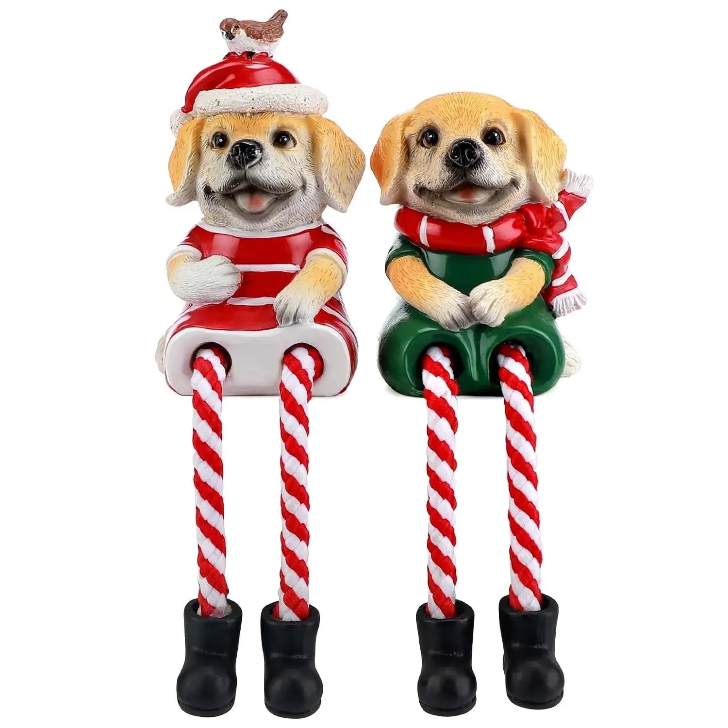 Christmas Dog Shelf Sitters (Set of 2) – Cute Tabletop Holiday Decor & Gift-Ayieyill