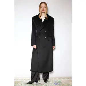 100% Merino Wool Black Structured Long Coat