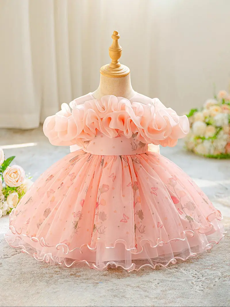 slim fit dress slacks Long Sleeve Lace Tulle Flower Girl Dress - Fall Wedding main image 0