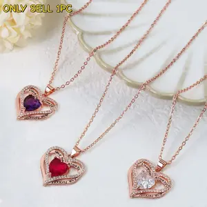Infinity Heart Rhinestone Pendant, Copper Plated Heart Shaped Diamond Inlaid Charm Pendant, Elegant Jewelry Gift for Mother's Day, Graduation, Thanksgiving and Christmas Holiday