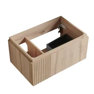 30-Inch White Oak Woodgrain Plywood Bathroom Wood Cabinet, Double-Door Vanity Base with Single Drawer Compartments Cabinet, 16mm Moisture-Proof Multi-Layer Board, Soft-Close Hinges, No Basin Top, Faucet or Sink Cover, Wood Cabinets, Drawer Compartments Ca