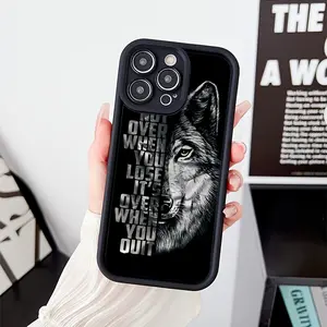 Cool and Domineering Wolf Head Text Design Pattern Matte Anti-drop Phone Case,for iPhone 17 Pro Max Phone Case 17 Air 16 E 15 Plus 14 13 12 11 X XS, Samsung Galaxy S26 Ultra S22 S23 FE S24 Plus S25 ULTRA FE Plus A54 53 52 36 35 34 33 Note 20 Ultra