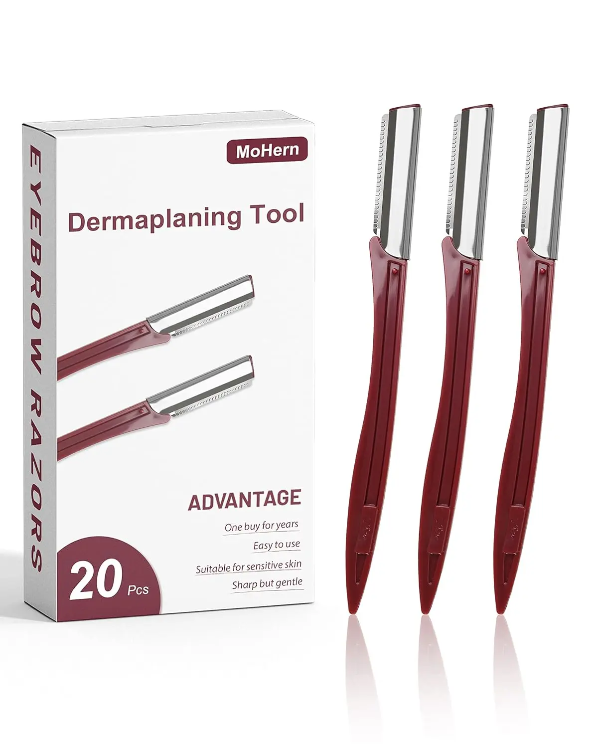 Skin-Friendly Disposable Eyebrow Razors - 20-Pcs Multipurpose Tool for Smooth Shave, Suitable for Men & Women (Red) to Boost Self-Confidence, Eyebrow Razor, Disposable Razors
