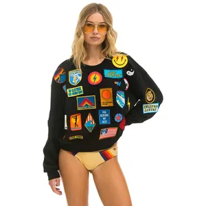 VINTAGE PATCH RELAXED CREW SWEATSHIRT - BLACK