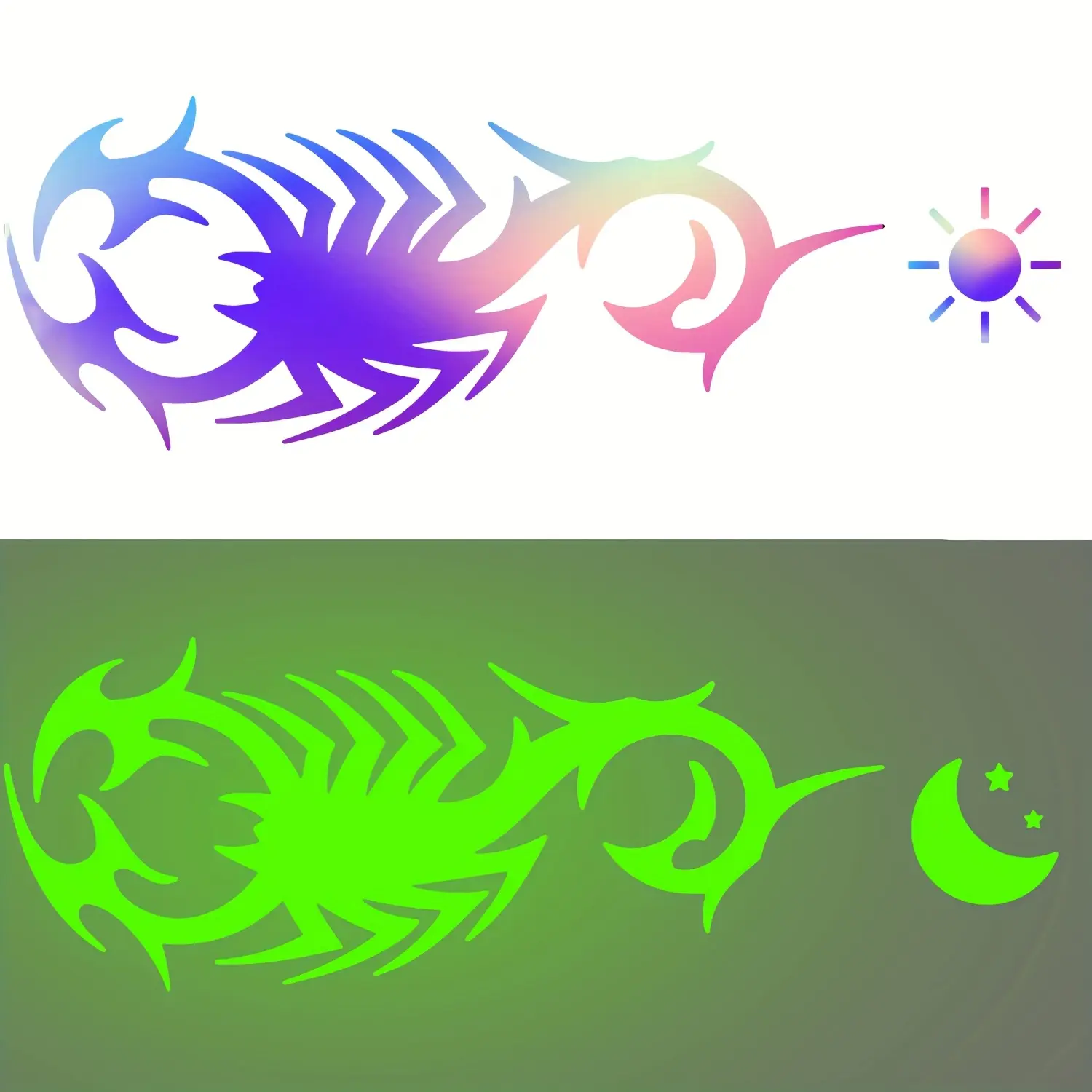 Night Glowing Scorpion Totem Animal Silhouette Night Light - Self-adhesive Motorcycle and Electric Car Stickers, Durable and High-quality Design for Night Driving Safety and Collision Warning, Motorcycle Stickers, Sticker Decals, Strong Graphic Design