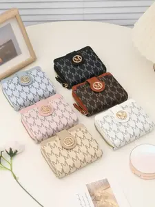 Women's Ultra-Thin Trifold Wallet with Keychain and Wristband, ID Window, Card Slots, Zipper Coin Pocket, Small and Portable