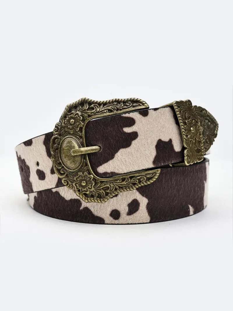 Vegan Leather Animal Print Western Concho Statement Belt Ariat Leopard Print Western Concho Belt with Turquoise  main image 3