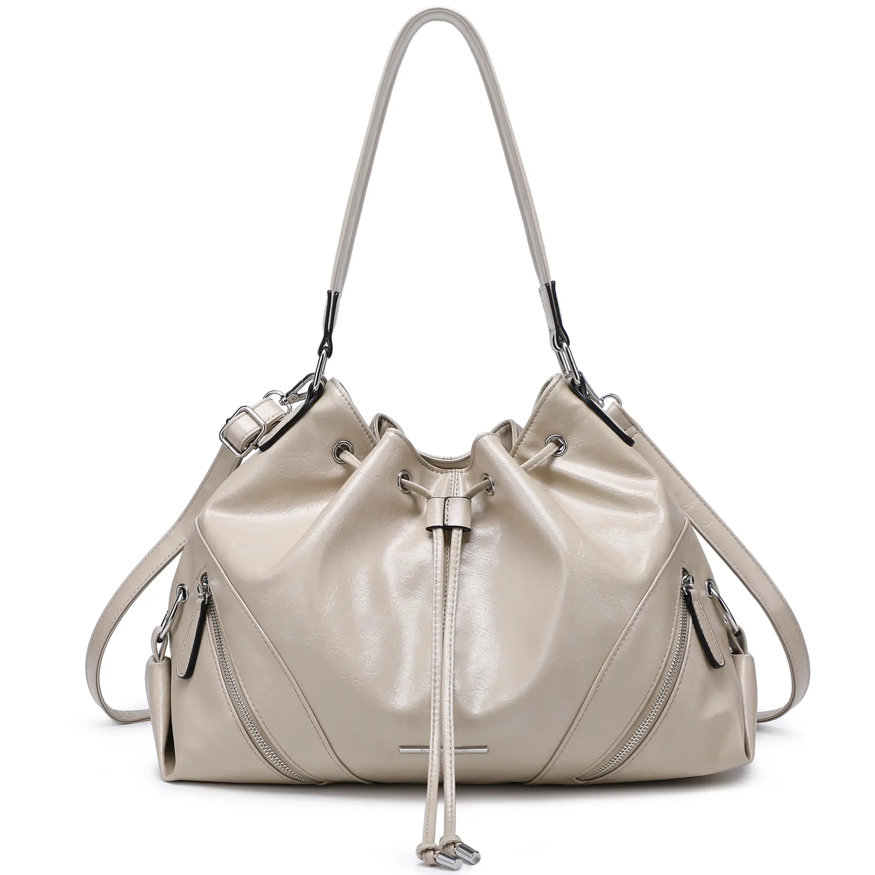 Dasein Soft Vegan Leather Drawstring Shoulder Bag  Large Capacity Hobo Purse outdoorfun