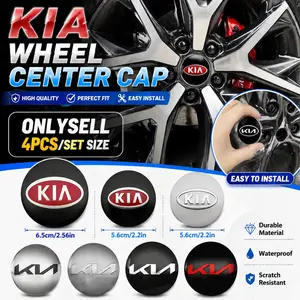 4Pcs/set 56mm 65mm Car New Old Model KIA KN Logo Badge Car Tire Hub Center Decoration Sticker Car Decorative Accessories for Kia Sotegui Canavan Setos Sorrento Rio Bologg Seder Ford K3 K4 K5 K7 K8 K9 EV3 EV6 Car Stickers