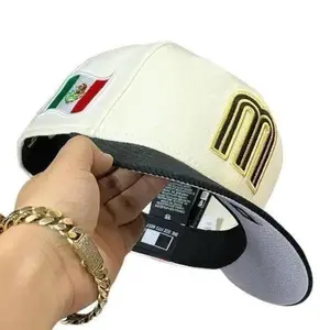 Cream White Mexico Baseball Cap with National Flag -Adjustable Classic Street Style Sports Hat