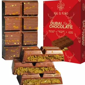 Dubai Chocolate Pistachio Bar 6.5oz - Handmade Kunafa Baklava-Inspired Dessert with European Milk Chocolate and Pistachio Cream