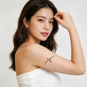 Minimalist Heartbeat Temporary Tattoo Stickers | 4PCS Waterproof & Long-Lasting ECG Tattoo for Men & Women - Realistic, Fade-Proof for Wrist, Chest &