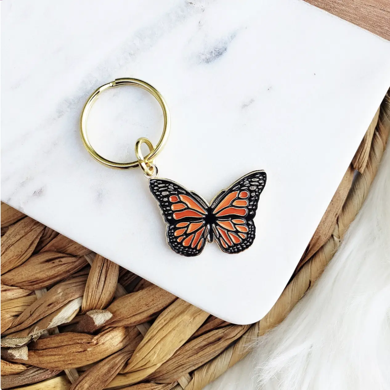 Colorful Butterfly Keychain - Metal Key Ring cute keychain