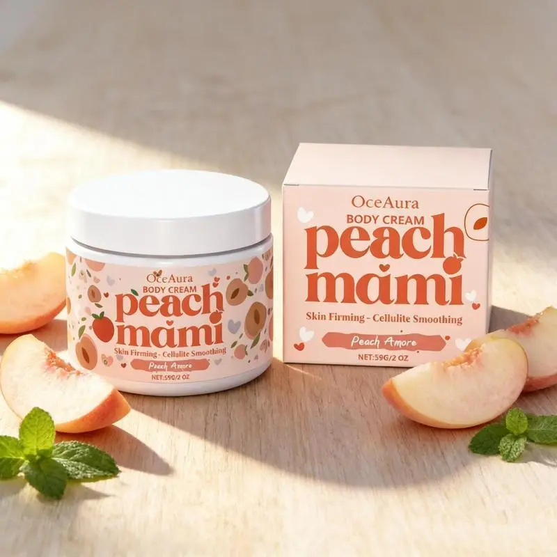 Peach Mami Firming Body Cream - Caffeine, Hyaluronic Acid Infused Cosmetic Moisturizer, Safety Assured Lifting Body Care for All Skin Types, Promotes Smooth Glowing Skin