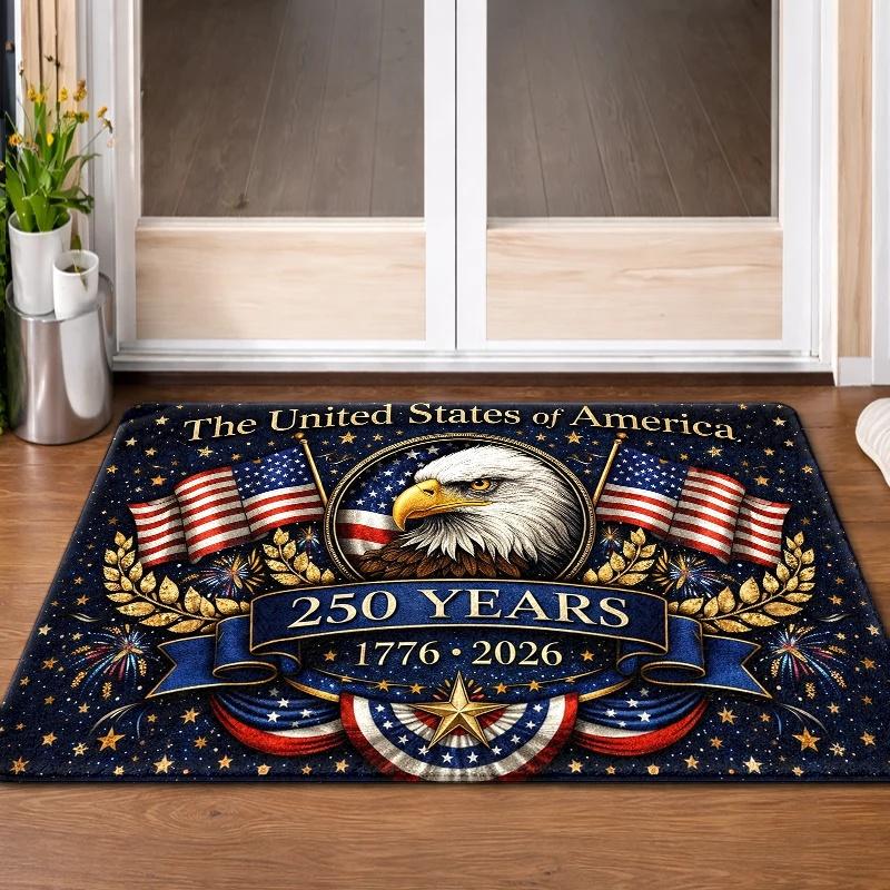 1pc, 2pcs, 3pcs 250Th Anniversary Commemorative Mat, 1776-2026 Flag Decorative Foot Mat, Fleece And Non-Slip Rubber Backing, Durable And, Machine Washable