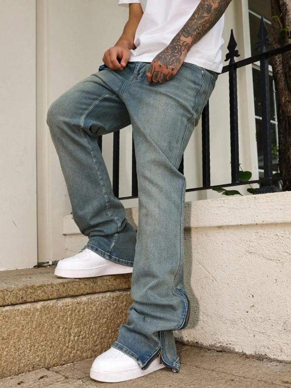 Novo Style  Men's Casual Distressed Zip Ankle Denim Jeans Men S Black Ripped Jeans Ripped Jeans For Men