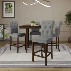 Favorer Dothan Counter Height 5-Piece Dining Set, Antique Gray+Gray/Brown+Gray, Coordinated Design for Modern Interiors