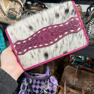 Genuine cowhide & leather clutch/wallet- Pink