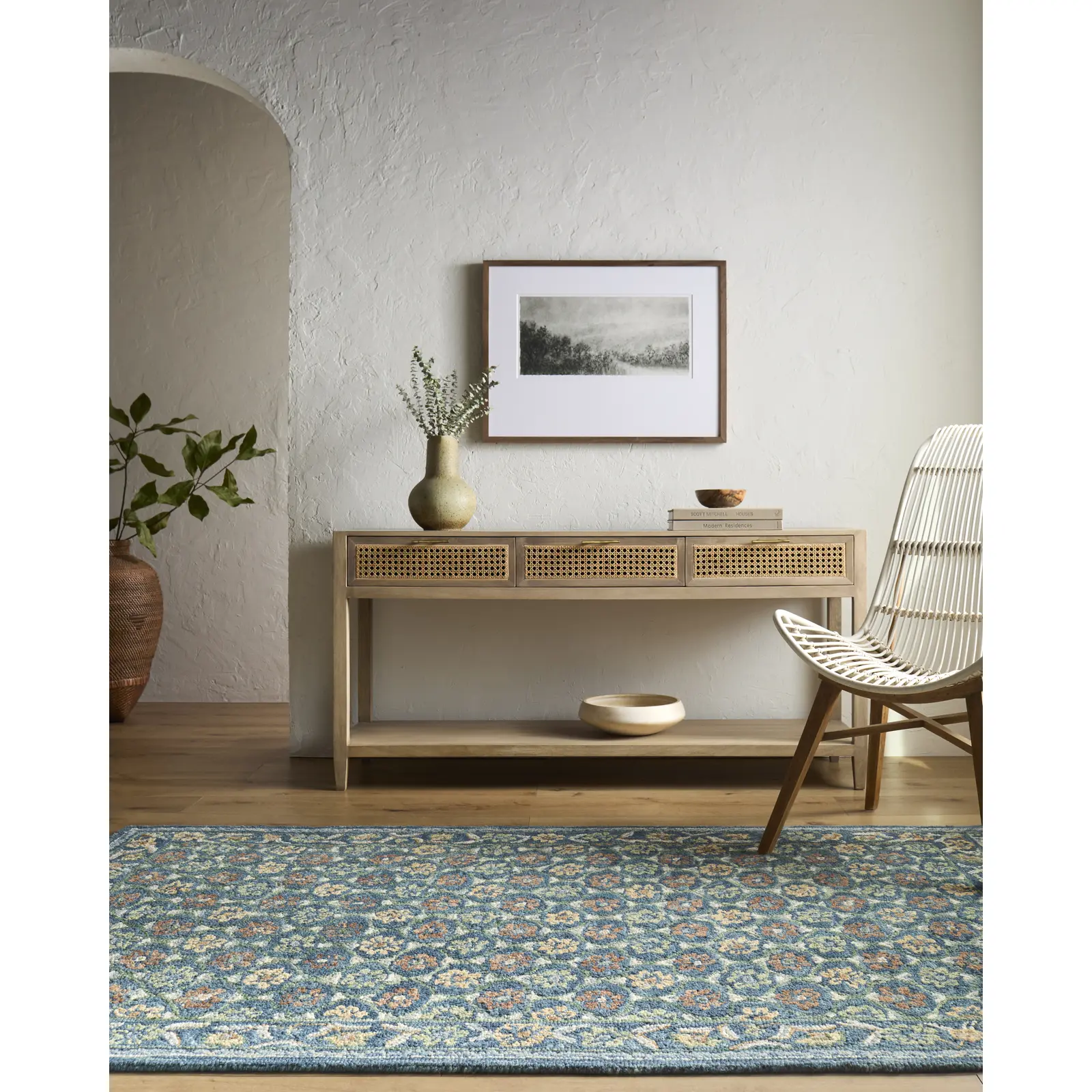 Livabliss Fairfax Pure Wool Hand-Tufted Blue Floral Bohemian Area Rug - Indoor House Decor Pick for Wool, Blue, Floral Area Rugs Enthusiasts, Floral Print Rug, Home Decorative Rug