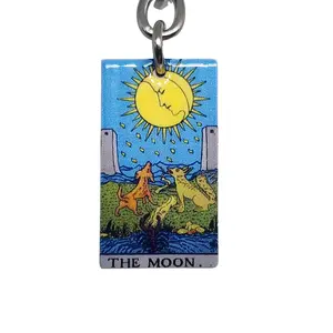 The Moon Card in Tarot Keychain