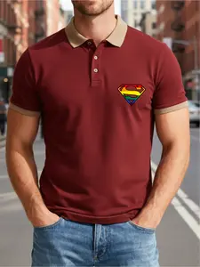 Full of the power of equality! Rainbow Superman logo contrasting polo shirt, wearing a tolerant attitude on the body