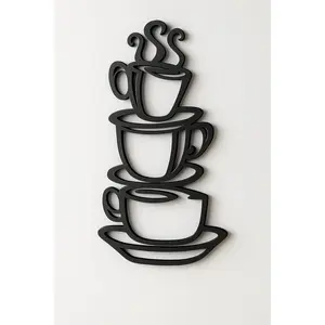 Super Z Outlet Black Coffee Cup Silhouette Metal Wall Art for Home Decoration, Java Shops, Restaurants, Gifts