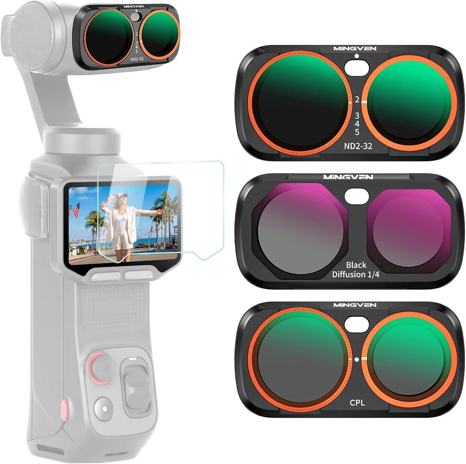 Luna Ultra ND Filter, 3 Pack - CPL, Black Diffusion 1/4, ND2-32| Magnetic Lens Filters Set for Insta360 Luna Ultra, Multi-Coated Neutral Density, HD Optical Glass for Vlogging & Photography