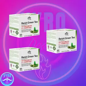Pack of 3: Eternal Spirit Beauty Reishi Green Tea with Ganoderma, 20 sachets - Organic, Halal, Unflavored, Allergen-Free - Natural, Beverage