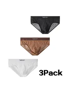 Men's Comfort Breathable Triangle Briefs, Waffle Mesh Fabric, Hollow Out Pocket, All-Season Wear, Suitable for Commuting & Gym