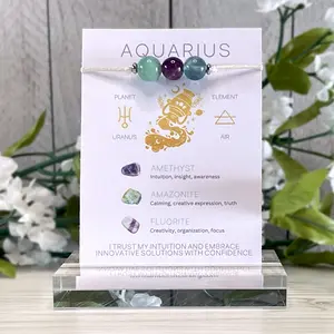 Aquarius Zodiac Sliding Knot Adjustable Bracelet