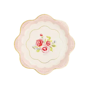 Tea Party Scalloped Round Paper Plate