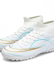 Men's High Top Football Shoes with Nails, Sports Football Shoes, Comfortable Breathable Anti-Slip Durable Professional Natural Grass Training Boots Soccer Cleats Sport Shoes