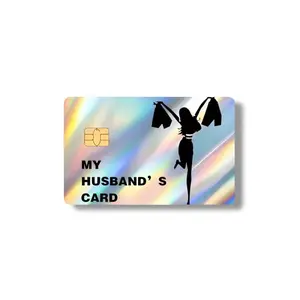 My Husband's Card Sticker Holographic Funny Debit Card Skin for Her Luxury Shopping Girl Aesthetic with Holographic Design Style