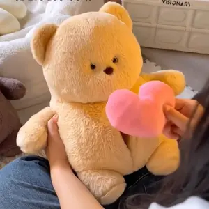 35cm Confession Bear Stuffed Plush Toy Cuddly Teddy Bear and Heart-Shaped Talking Love Doll with Recording Function Valentine's Day Gift for Girlfriend