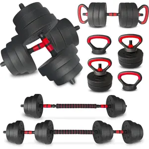 Adjustable Dumbbell Set 25LB, Changeable Dumbbell Set with Connecting Rod 4 in1 Dumbbells Set Used as Barbell, Kettlebells, Push up Bar, Fitness Exercises for Home Gym Suitable Women