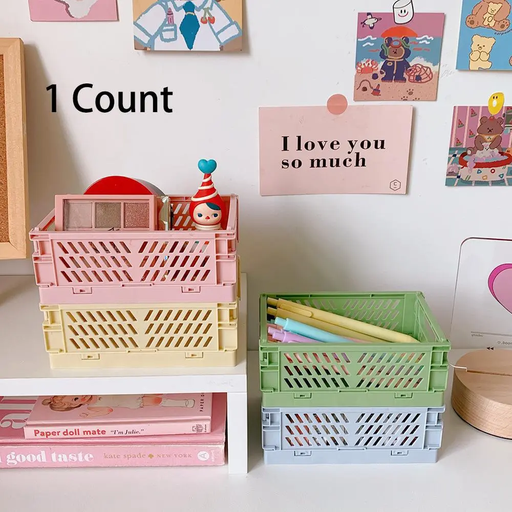 Foldable Storage Basket, 1 Count Small Plastic Random Color Stacking ...