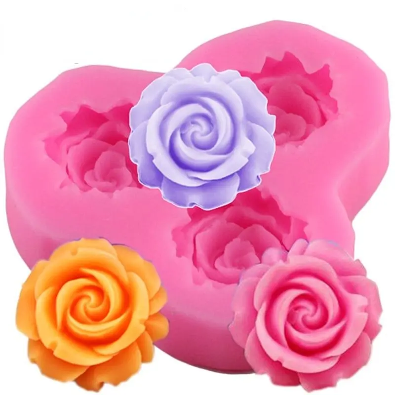 Three rose molds, Silicone heart shaped, candles, soap, clay molds, suitable for handicrafts, Handmade Crafts, home decoration, weddings, birthdays, candle making materials, resin art, fine petals, exclusively for handicraft enthusiasts