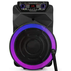 Dazone 18-Inch Portable Party Speaker Rechargeable with Deep Bass, Loud Subwoofer 4500W Stereo Sound, Wireless Microphones, USB/SD, AUX & Guitar Inputs, Long Playtime for Outdoor Party