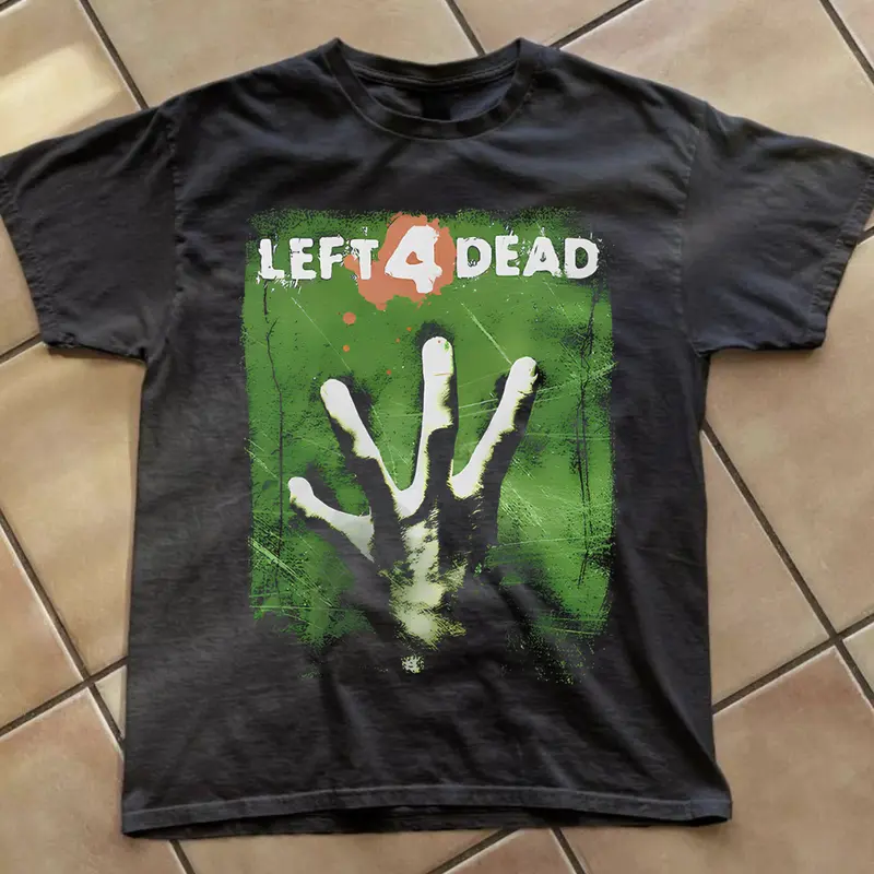 Left 4 Dead T Shirt Vintage New Graphic 2008 Grunge Y2K Tapout Affliction Emo Goth Retro Gamer Skater Opium Skull Southpole Punk, Unisex T-Shirt, Gift For Men Women Menswear Top Streetwear