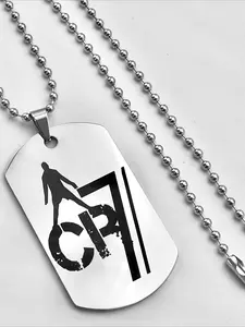 Men's stainless steel football player pendant necklace with "7" detail - a sports fashion accessory, ideal gift for sports fans and friends, football accessory, Statement Necklace