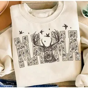 Women's Deer Hunting Camouflage T-Shirt - Western Old School Camo, Lightweight Casual Fabric, Essential Distressed Style, Cozy Country Season Top, Gift For Mom