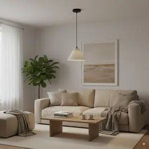 Modern Minimalist Indoor Pendant Light, Adjustable Long Cord Ceiling Lamp, Decorative Hanging Light for Living Room Bedroom Office Cafe Restaurant Hotel Shop Decoration