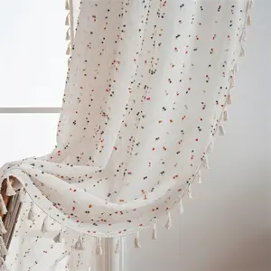 Bohemian Romantic Simple Fringe Decorative Window Curtain, Bedroom Kitchen Dining Room Holiday Decoration, 1pc Drapes