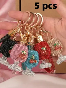 5 Pcs Cherry Keychains, Keychain Set, Mother's Day Gifts, Student Backpack Charms, Car Key Chains, Casual Style, All Seasons, Random Print